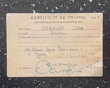 Certificat travail 1943 d'occasion  France
