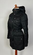 Używany, Damski płaszcz puchowy Barbour arctic park woskowany włókno kaptur z paskiem czarny rozm. UK 12 na sprzedaż  PL