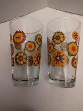 Vintage Set of 2 Groovy tumblers Glasses Bright Mandela Pattern Design for sale  Shipping to South Africa