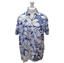 Kuta Lines Niebiesko-biała Kwiatowy nadruk Krótki rękaw Hawajska koszula UK Rozmiar M na sprzedaż  Wysyłka do Poland