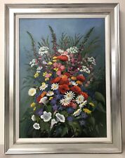 Used, Original Hilda Dean Oil Painting Still Life  Flowers Large Mounted Canvas 26x20” for sale  Shipping to South Africa