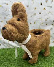 French Bulldog Planter Rattan Straw Dog Garden Plant Pot Holder Rare VGC for sale  Shipping to South Africa