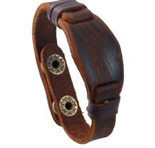 MEN/ Women Vintage Hexagon Brown Genuine Leather Wristband/ Leather Bracelet for sale  Shipping to South Africa