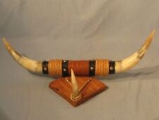 Mounted Polished Bull Horns Hat Rack for sale  Shipping to Canada