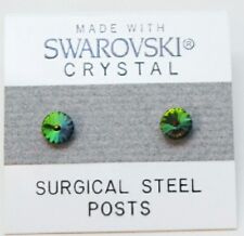 Mystic Fire Round Stud Earrings 4mm Small Crystal Made with Swarovski Elements for sale  Shipping to South Africa