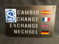 AS Cambio Change Currency Exchange Wechsel Money Cash Aluminium Advertising Sign usato  Spedire a Italy