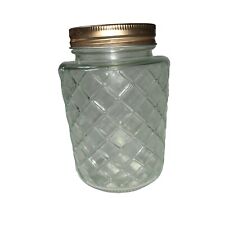 Lattice Pattern Glass Jar W/ Rose Gold Metal Lid 18-oz. for sale  Shipping to South Africa