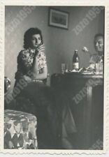 Vintage Mid-Century Woman Smoking Cigarette Candid Dining Room Scene BW Photo for sale  Shipping to South Africa