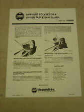 SHOPSMITH SAWDUST COLLECTOR & UNDER TABLE SAW GUARD OWNERS MANUAL, 505628 for sale  Shipping to Canada