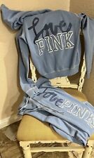 PINK Victoria Secret Outfit Blue “Love Pink”  Hoodie & Capri Set! Super Cute!💕, used for sale  Shipping to South Africa