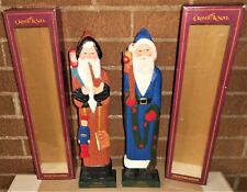 Set 2 Christmas Grandeur Noel Carved Wooden Santas Germany Hungary 1994 15.5" for sale  Oregon