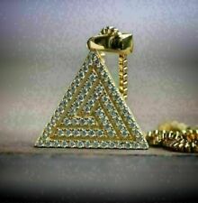 2 Ct Round Cut Simulated Diamond Triangle Pendant Women's 14K Yellow Gold Plated, used for sale  Shipping to South Africa