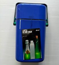 Vintage 1990 Retro Decoración Azul - 2 Botellas Enfriador de Vino Portador BYO-Etiqueta de Instrucción  segunda mano  Embacar hacia Argentina