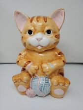 Cat Kitten Striped Orange with Yarn Ceramic Cookie Jar for sale  Southington