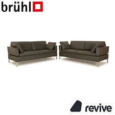 Brühl Alba Leder Sofa Garnitur Grau manuelle Funktion 2x Dreisitzer Couch, używany na sprzedaż  Wysyłka do Poland