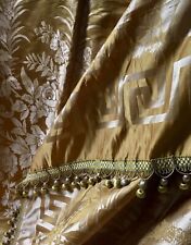 Antiga cortina de cama francesa floral grega chave seda damasco tecido Lg ~ dourada comprar usado  Enviando para Brazil