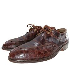 Used, DAVID EDEN MENS BROWN CROCODILE LACE UP  OXFORDS SIZE 9 MADE IN ITALY  CLASSIC  for sale  Shipping to South Africa