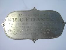 Old brass plaque for sale  WOLVERHAMPTON