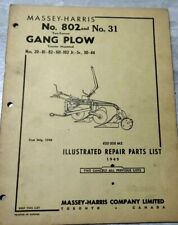 Used, MASSEY HARRIS No.802 Gang Plow Illustrated Repair Parts List  for sale  Canada