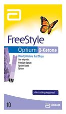 Tiras de teste de cetona sanguínea Abbott FreeStyle Optium - Pacote com 10 EXP 02/25 *Sem caixa ^ comprar usado  Enviando para Brazil