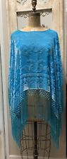 Silk Burnout Velvet Poncho Top Shawl Fringe NWOT, used for sale  Shipping to South Africa