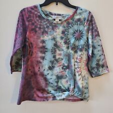 Christopher & Banks Womens Petite M Top Pullover Twist Hem 3/4 Sleeve Multicolor for sale  Shipping to South Africa