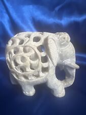 Soapstone Hand carved Elephant With Baby Elephant Inside 3 Inches, used for sale  Shipping to South Africa