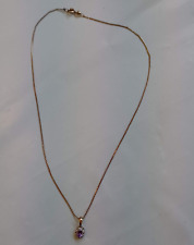 9Ct 375 Yellow Gold Amethyst Pendant Chain Necklace 1.78G, used for sale  Shipping to South Africa