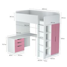 IKEA STUVA Hochbett-Schrank-Schreibtisch Kombi in weiß mit rosa Fronten, gebraucht gebraucht kaufen  Wuppertal