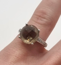 Used, 9ct Gold Ring Quartz & Diamond Cocktail Ring Size L 1/2 - 9ct White Gold for sale  Shipping to South Africa