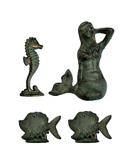 Lote de figuras decorativas de metal de sirena, caballito de mar y pez segunda mano  Embacar hacia Mexico