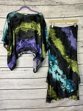 Blusa y falda Half Moon Bay para mujer mediana tinte mezcla de seda artística negocios segunda mano  Embacar hacia Argentina