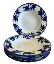 Usado, Tigelas de sopa 4 píeres 1 porcelana Ming aro 8,75 pol. branco cobalto azul flores asiáticas comprar usado  Enviando para Brazil