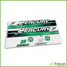Used, Mercury Outboard  Motor 25 HP Green Laminated Decals Sticker Kit Salt Blue Water for sale  Shipping to South Africa