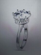 120 Facets Moissanite (Round 9mm) Ring in Platinum Over Sterling Silver 2.50 ctw for sale  Shipping to South Africa