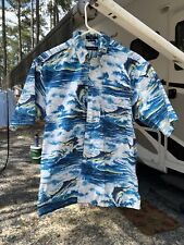 CAMISA ACAMPAMENTO PEIXE ESPADA BARCO DE PESCA AZUL BRANCA NÁUTICA 100% algodão masculina tamanho P M, usado comprar usado  Enviando para Brazil