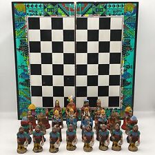 Conjunto completo de xadrez portátil Inca e Spanish Conquistador pintado à mão (K3) W#632 comprar usado  Enviando para Brazil