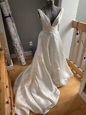 PRONOVIAS Plaza Organza Ivory gown Bridal Wedding Dress Open Back Plunge V train, used for sale  Shipping to South Africa
