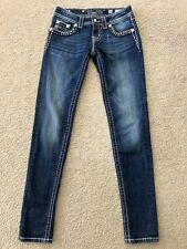 Jeans skinny Miss Me 25" x 32" enfeitado, azul, excelente estado! comprar usado  Enviando para Brazil