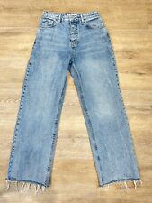 Usado, Jeans feminino Zara lavagem média azul cintura alta rasgado tamanho: 4 comprar usado  Enviando para Brazil