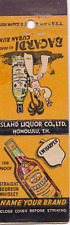 Rum cubano Bacardi I.W. Harper Whisky Honolulu T.H. Capa de livro de fósforos havaiana década de 1950, usado comprar usado  Enviando para Brazil