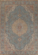 Tapete de área Tebriz azul claro tingido sobre lã tapete vintage feito à mão 10x13, usado comprar usado  Enviando para Brazil