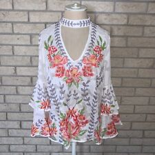 Used, Jealous Tomato Woman’s Semi Sheer Floral Burnout Bell Sleeve Blouse Size Small for sale  Shipping to South Africa