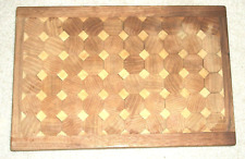 Used, VTG HAND CRAFTED PARQUET BUTCHER BLOCK CUTTING BOARD SOLID WOOD SGND POPS SHOP for sale  Shipping to South Africa