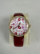 Relógio Guess feminino tom dourado mostrador branco e vermelho pulseira vermelha brilhante corações U1206L2 comprar usado  Enviando para Brazil
