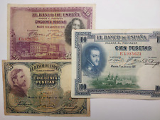 Lote de 3 billetes antiguos - España (1925, 1928 y 1931) #2 segunda mano  Embacar hacia Argentina