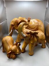 Large Wooden Elephant Ornament Set of 3 for sale  Shipping to South Africa