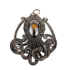 Marra Mamba Tiger Eye Jewelry Copper Mom Gift Wire Wrapped Octopus Pendant 3.39" for sale  Shipping to South Africa