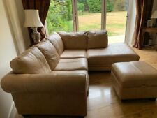 leather suite: 3 seater, 4 seater corner sofa, storage pouffe, lovely condition for sale  RADLETT