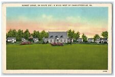 Postal vintage View of Sunset Lodge Charlottesville Virginia VA de los años 30 segunda mano  Embacar hacia Argentina